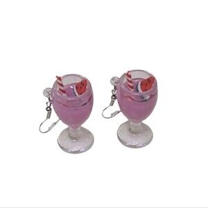Drink Milkshake Watermelon Cup Dangle Earrings NEW